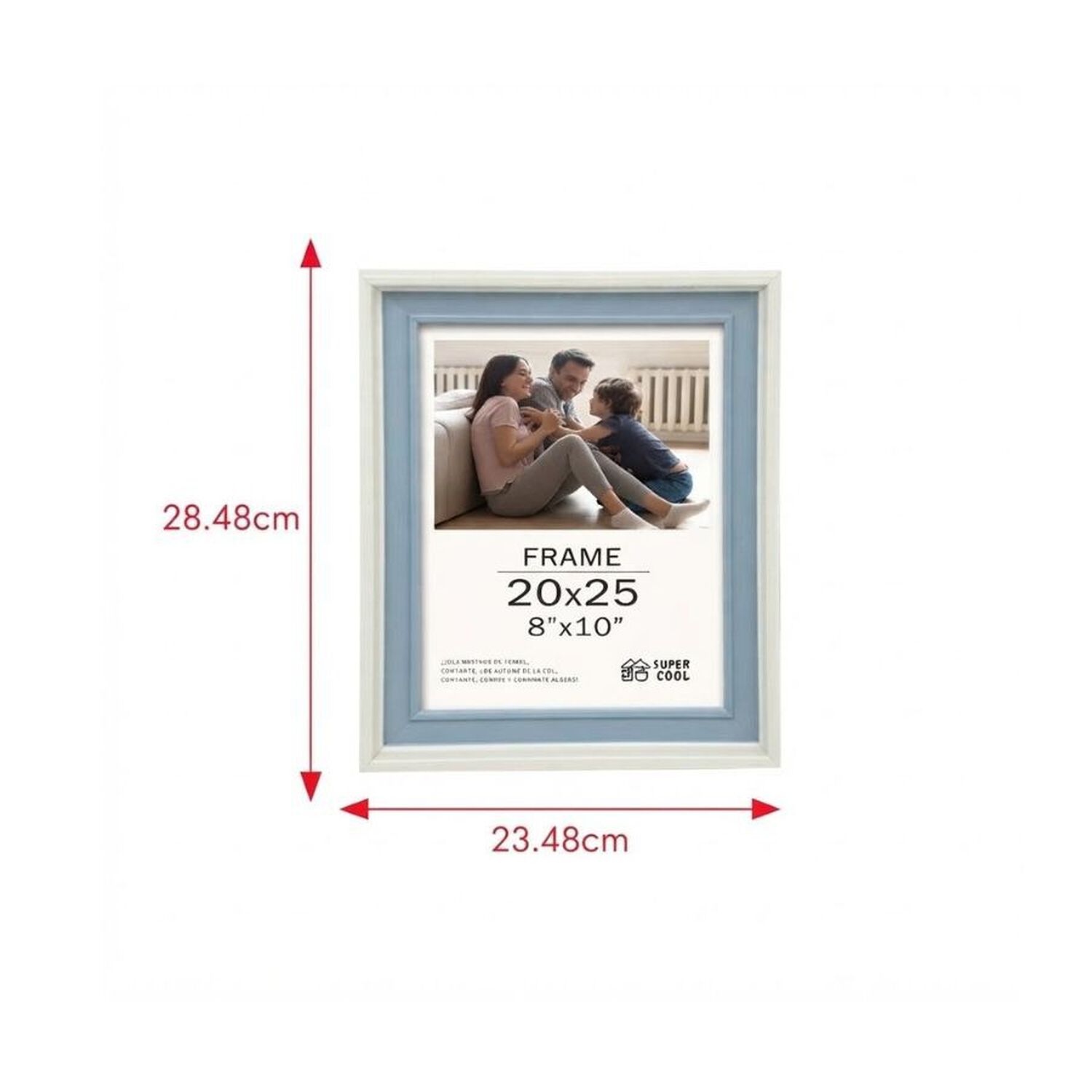 Pack 2 Marco Portarretratos Decoraci&oacute;n Blanco Borde Azul 20x25cm image number 3.0