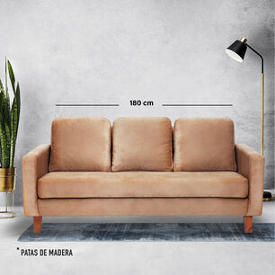 Sofa Venecia 3 Cuerpos Tela Velvet Beige
