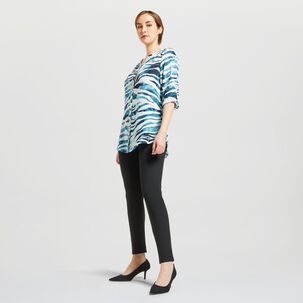 Calza Aplicaci&oacute;n Cierre Tiro Alto Skinny Mujer Lesage