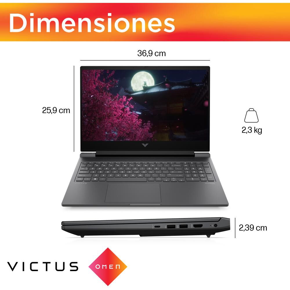 Notebook Gamer 16.1" HP Victus 16-R1016LA / Intel Core I7 / 32 GB RAM / Nvidia Geforce RTX 4070 / 1 TB SSD image number 13.0