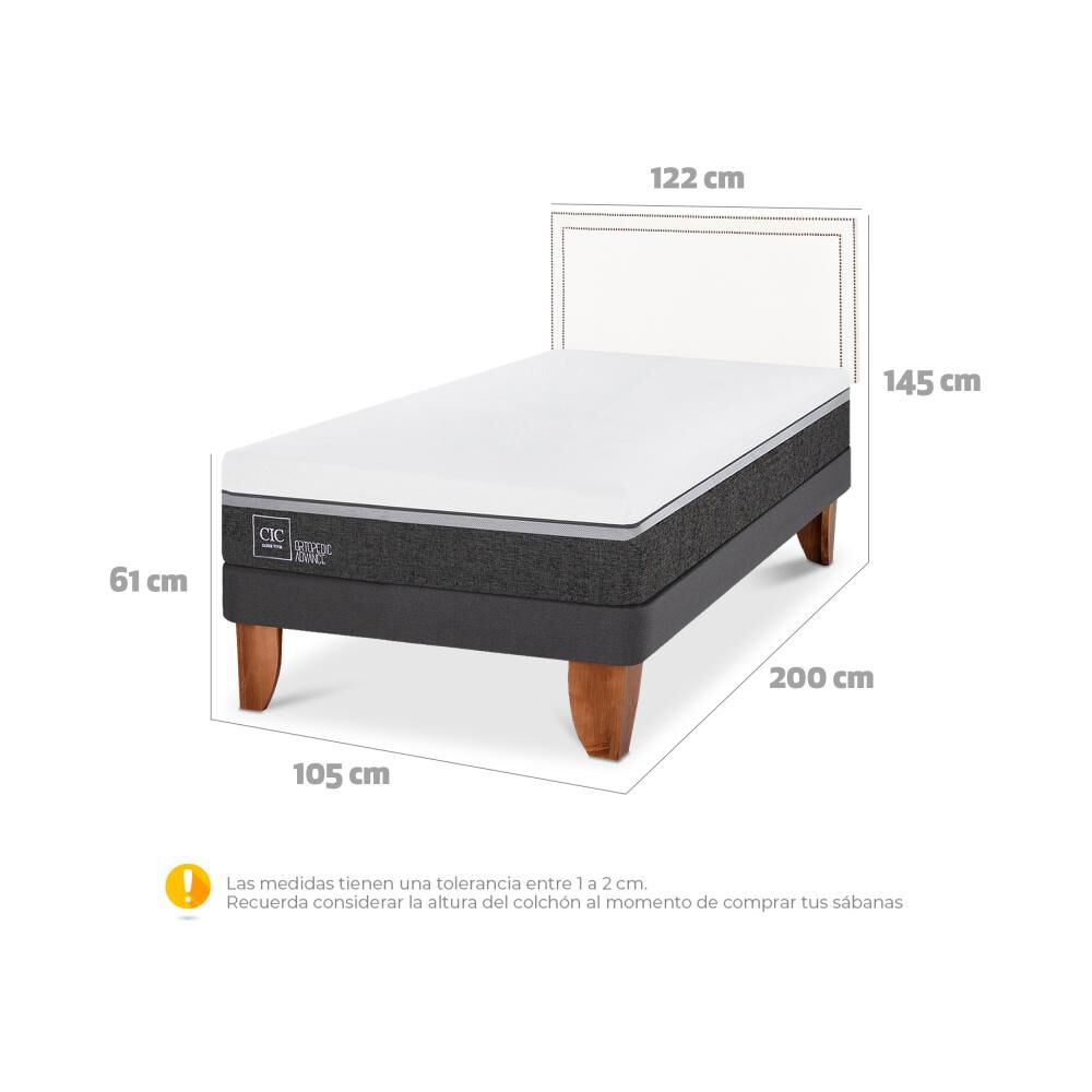 Cama Europea Cic Ortopedic Advance / 1.5 Plazas / Base Normal + Respaldo image number 5.0