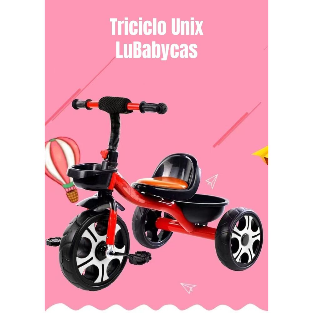 Triciclo Infantil Con Canastos 5 A&ntilde;os Unix Rojo Lubabycas image number 6.0