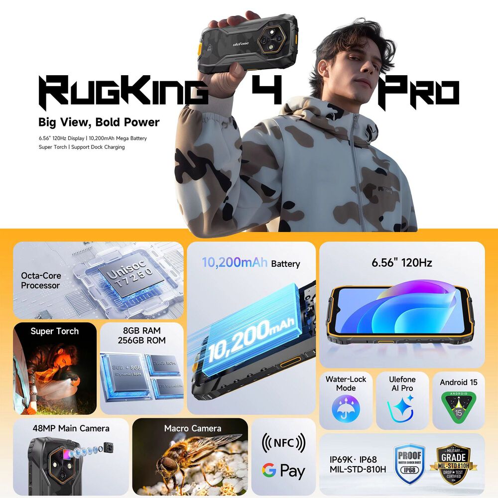 Ulefone Rugking 4 Pro Rugerizado Android Bater&iacute;a Gigante image number 1.0