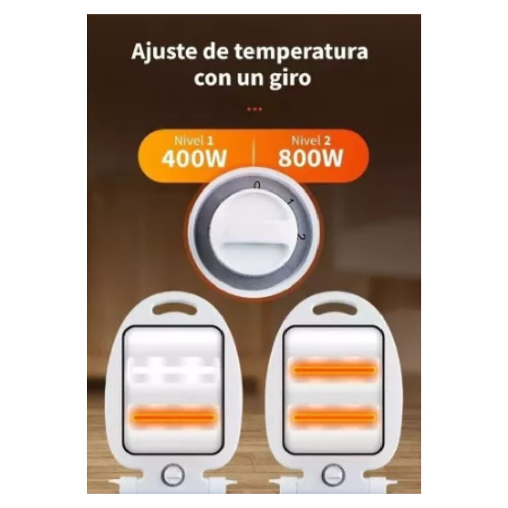 Calefactor Estufa Halógeno 800w Bajo Consumo Oficina Gris image number 2.0