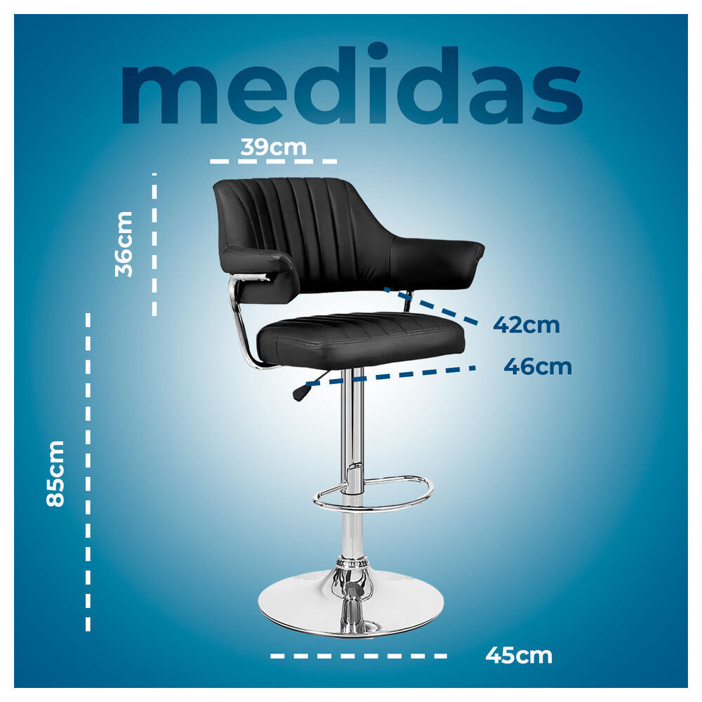 Pack 2 Silla Piso Bar Con Respaldo Y Posa Brazos Negro image number 5.0