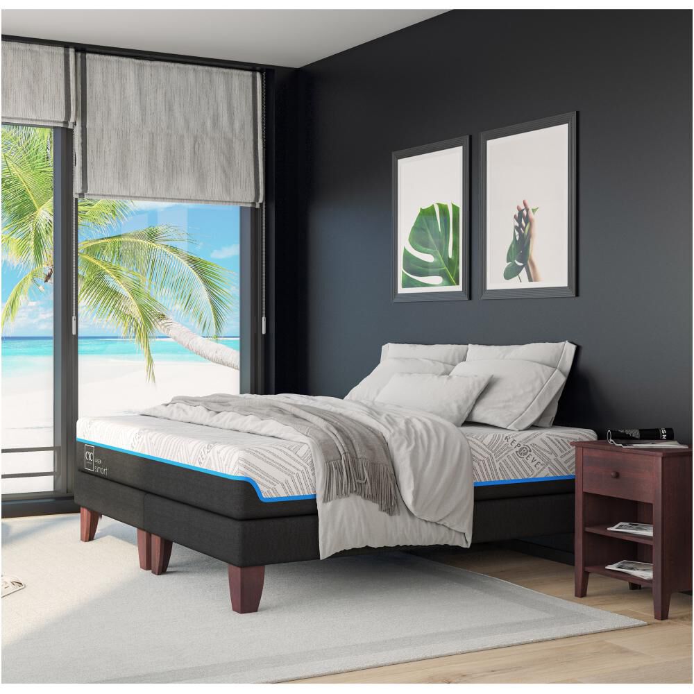 Cama Europea Cic Green Infinity / 2 Plazas / Base Dividida + Set De Maderas image number 7.0
