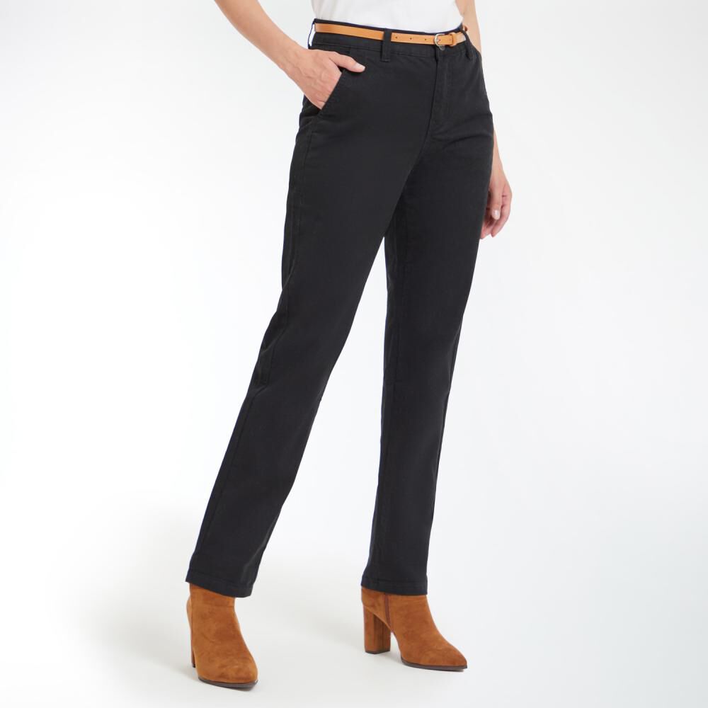 Pantalón Gabardina Con Cinturón Tiro Medio Regular Mujer Geeps image number 2.0