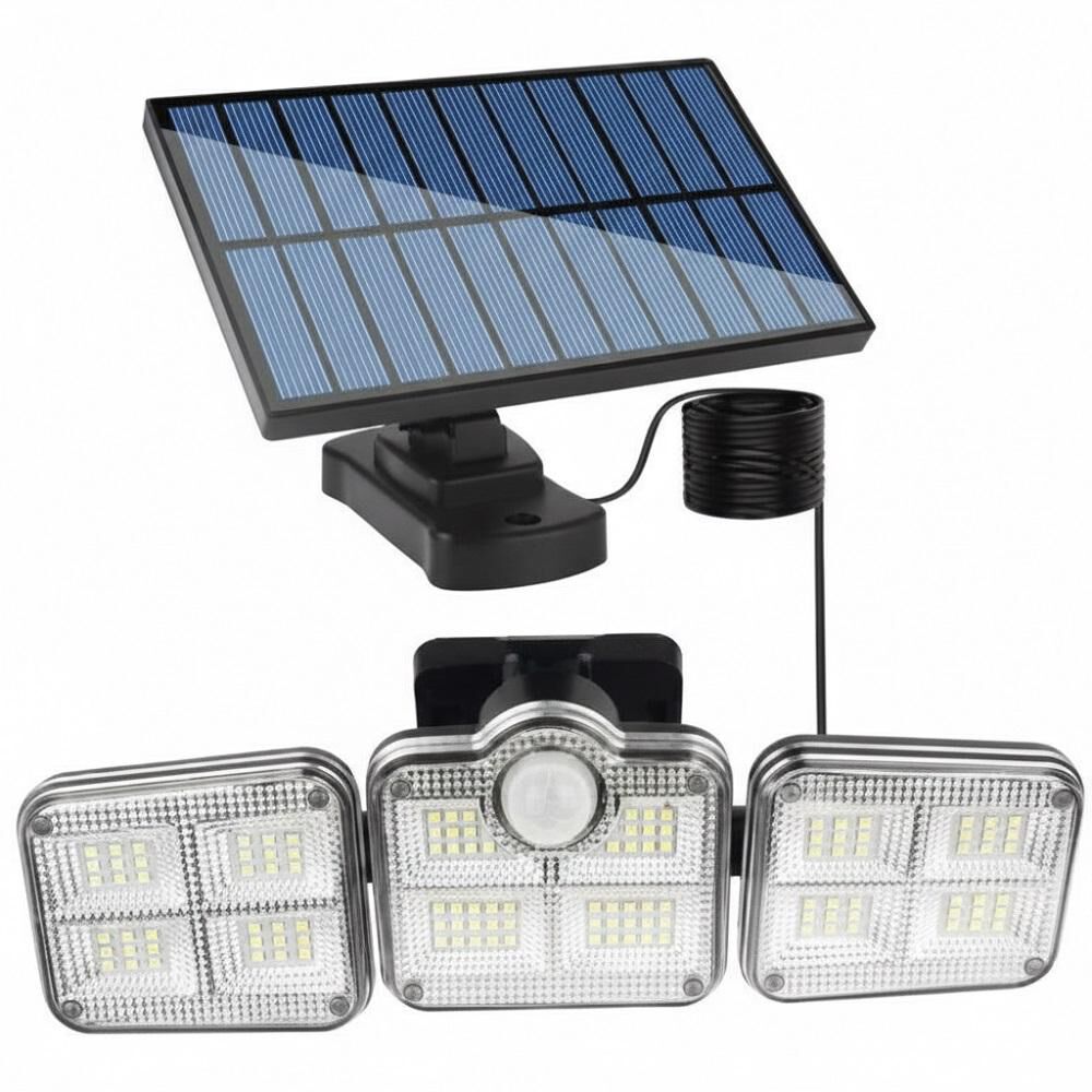 Luz Solar Foco Triple Cabezal Con Sensor De Movimientos Negro Con Cable image number 0.0