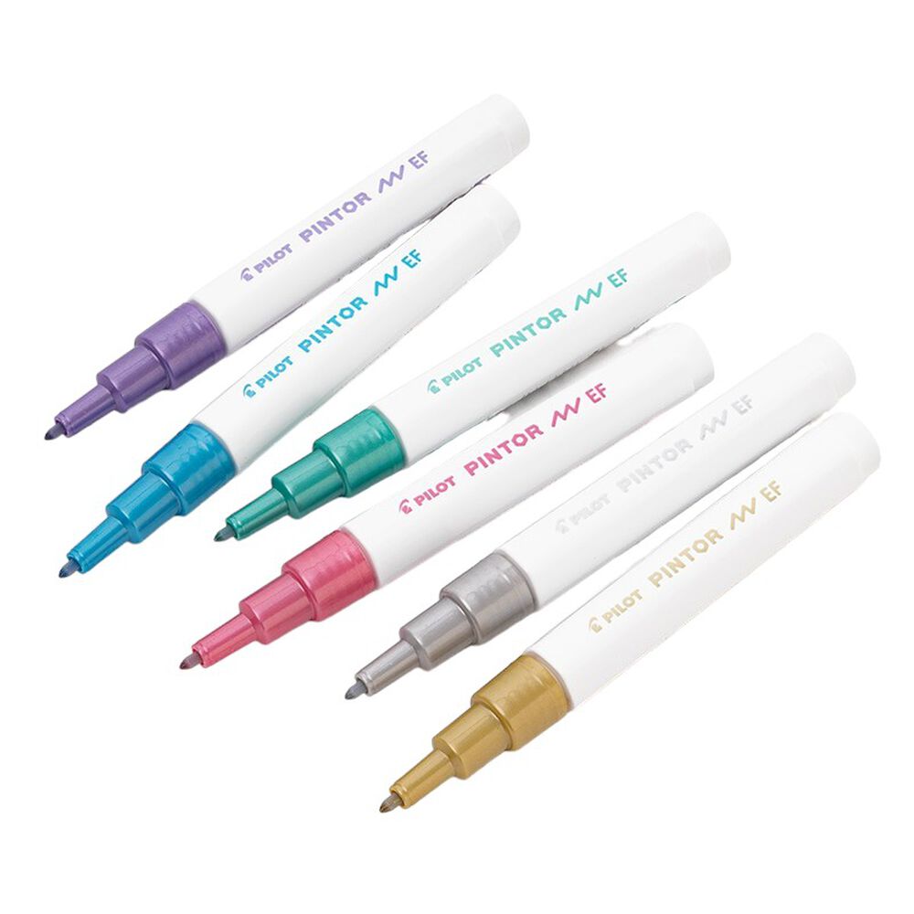 Set 6 Marcadores Pintor Punta Fina Colores Metálicos image number 2.0