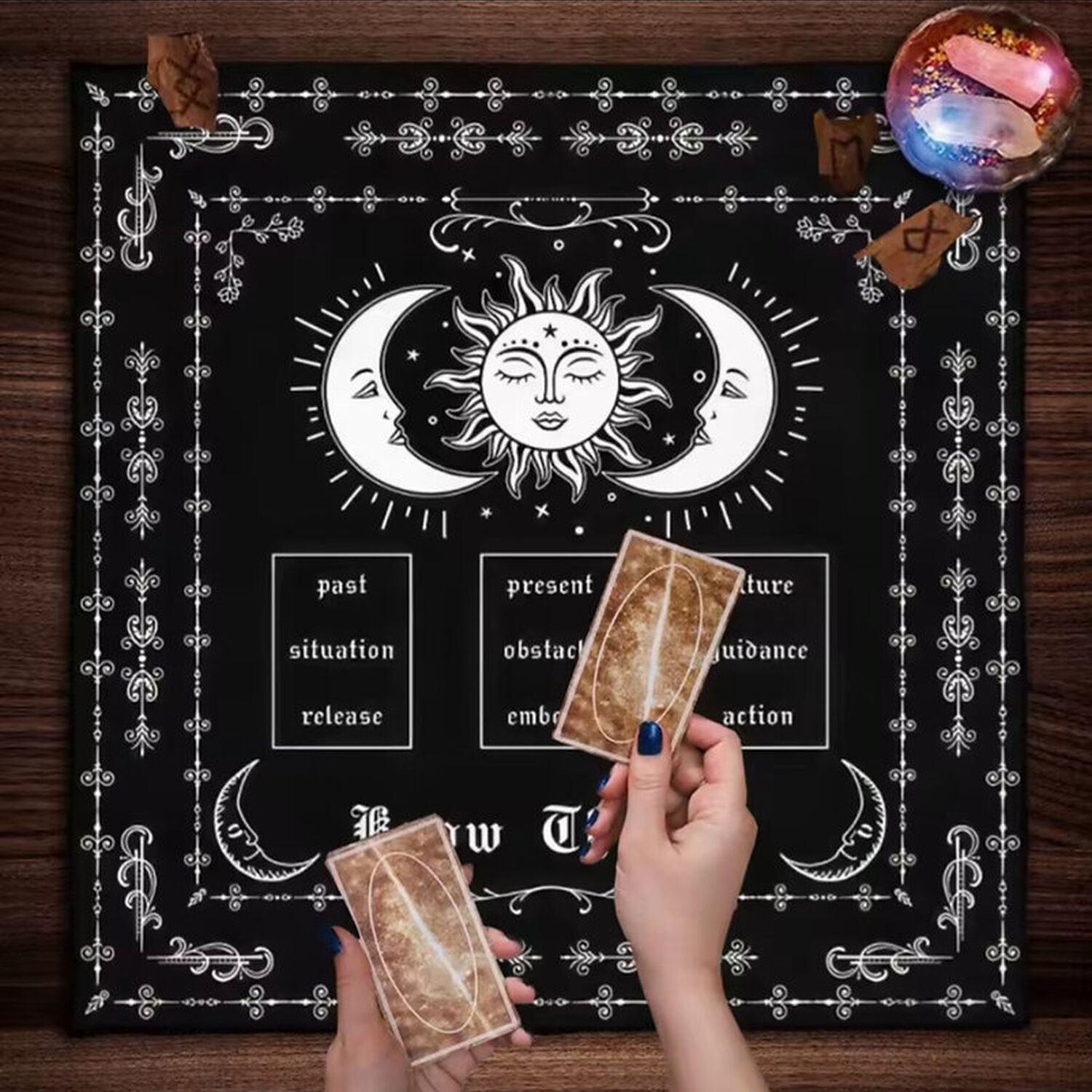 Pa&ntilde;o Lectura De Tarot 70x70 Cm Sol Y Luna image number 3.0