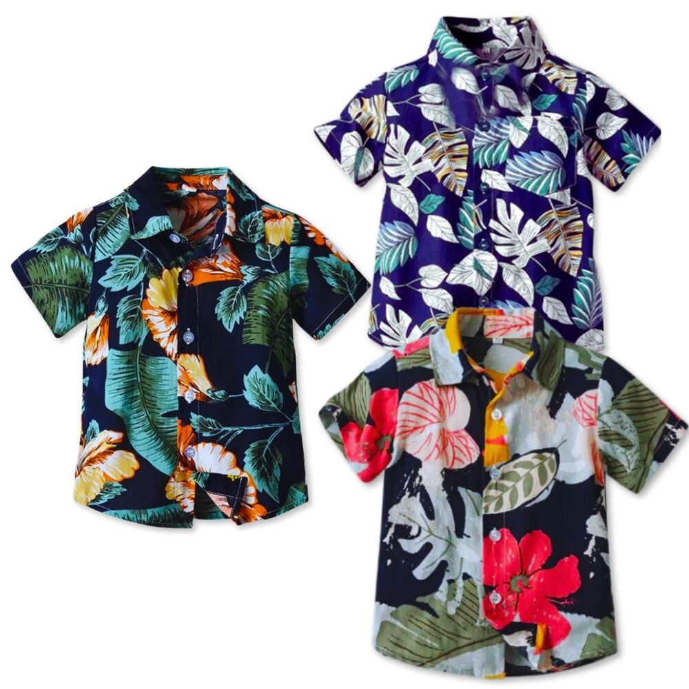 Camisa Hawaiana Manga Corta Ni&ntilde;o De 6 Meses A 7 A&ntilde;os Verano Tropical Surtido image number 0.0