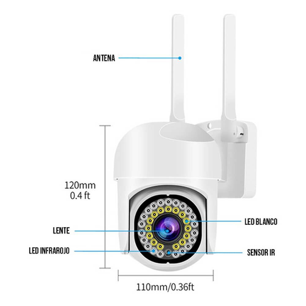 C&aacute;mara Smart Pro Wifi 1080p Para Exteriores Detecci&oacute;n 3mp image number 2.0