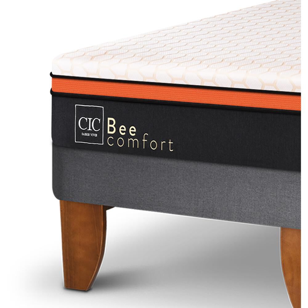 Cama Europea Cic Bee Comfort / King / Base Dividida + Set De Maderas
