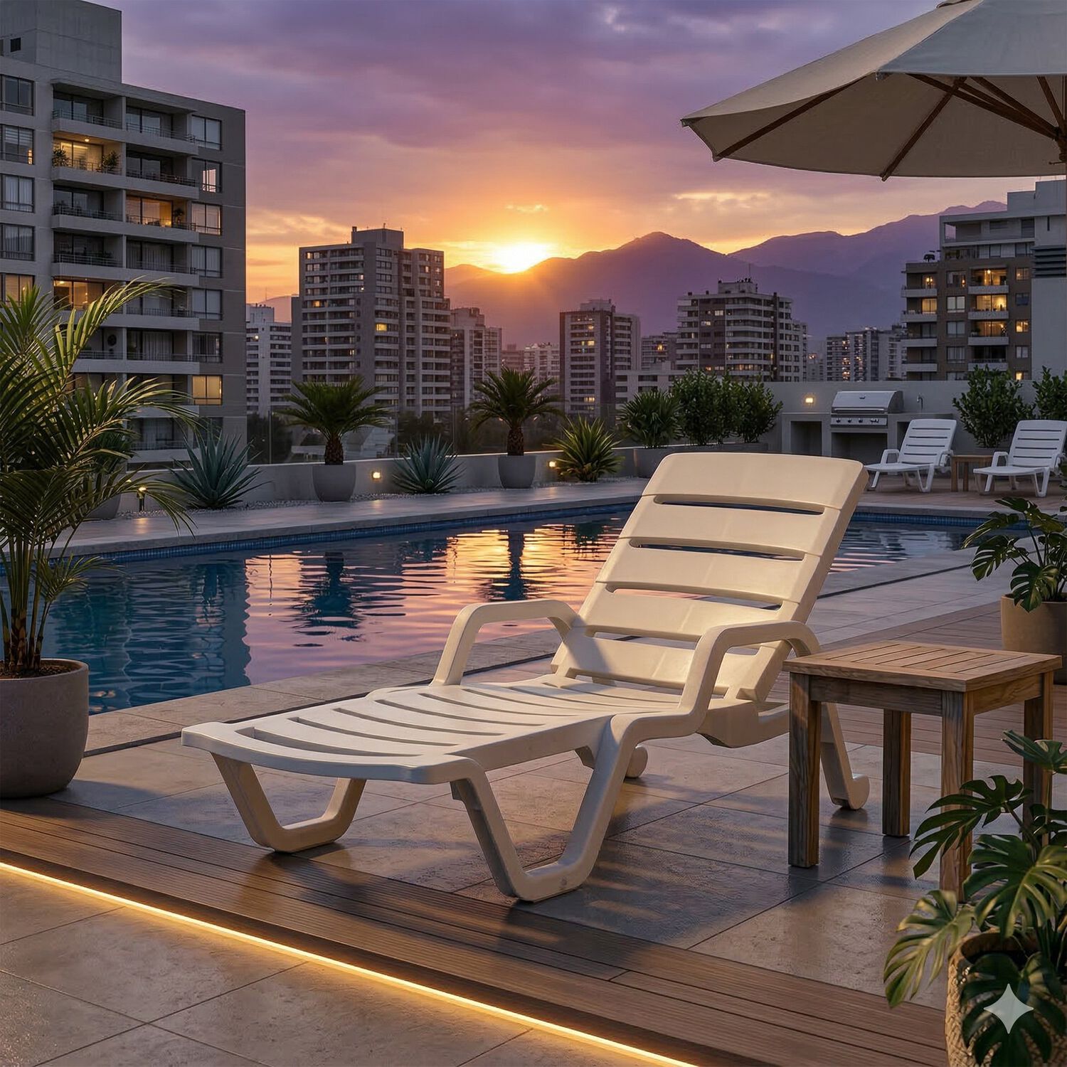 Reposera Camastro Reclinable De Resina Modelo Cabo Blanco Marca Reyplast Color Blanco image number 4.0