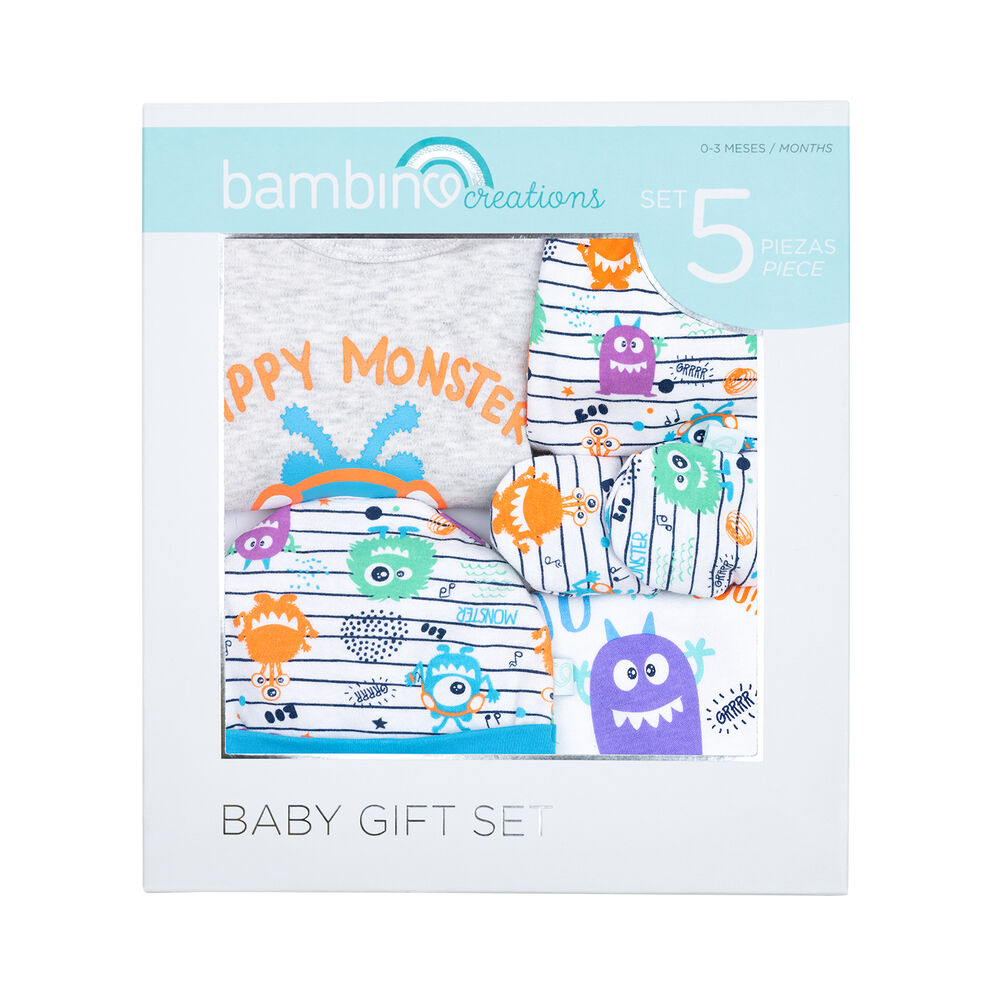 Set 5 Piezas Baby Gift Bambino Creations Monstruos Blanco image number 4.0