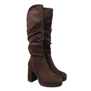 Bota Para Mujer Color Cafe Estilo Corrugado.
