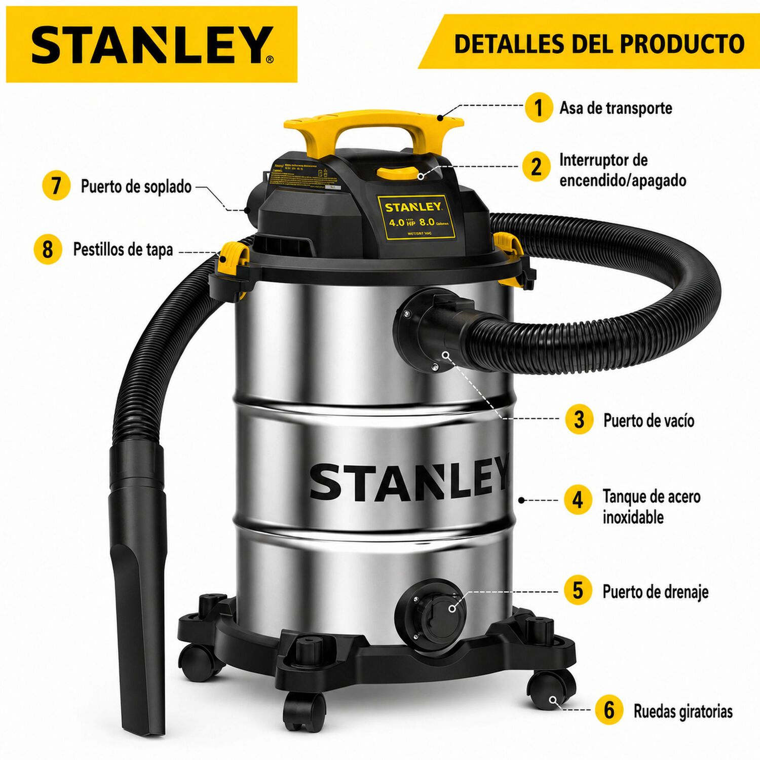 Aspiradora Profesional Stanley 30lt Polvo & Agua Sl19117 image number 4.0