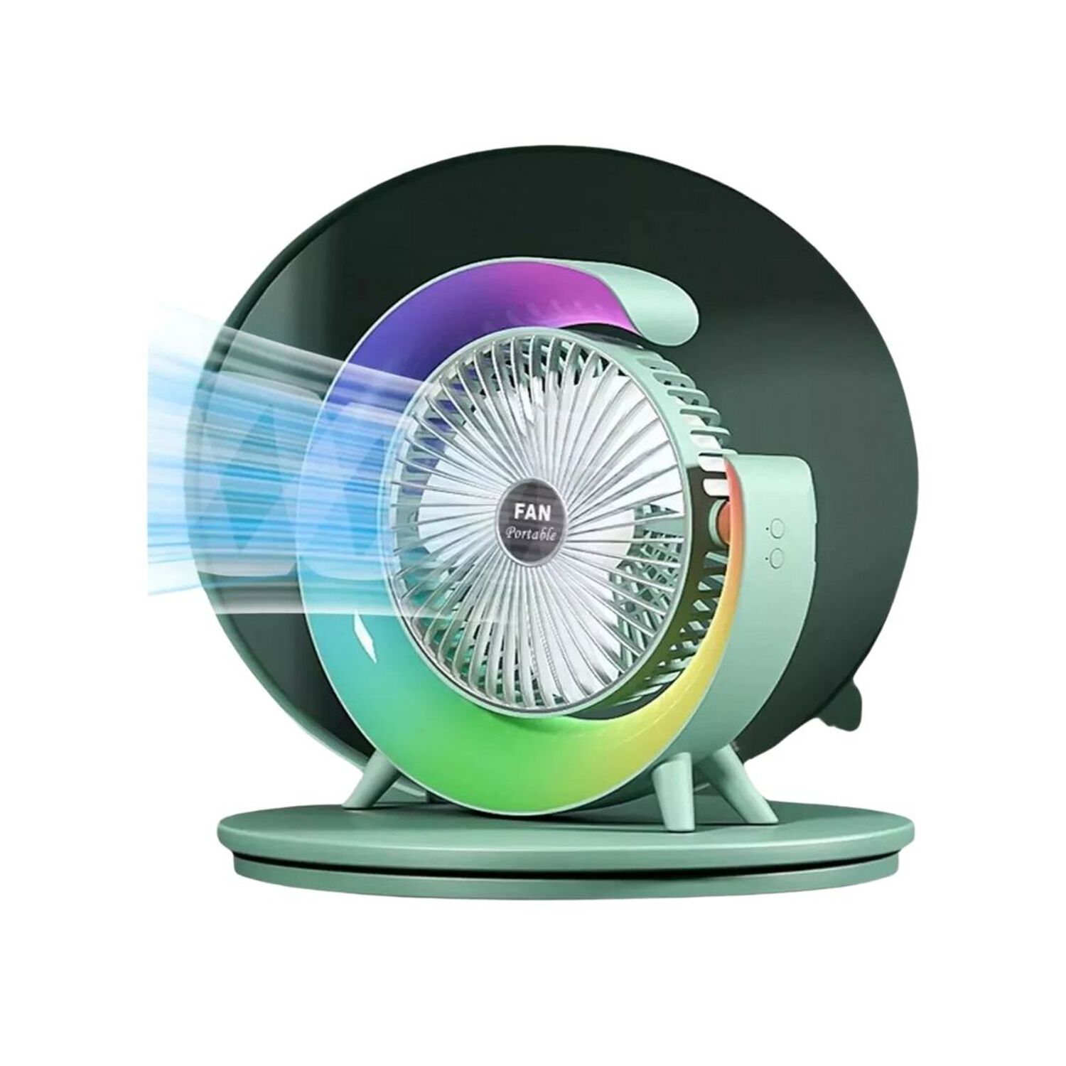 Ventilador Escritorio Port&aacute;til Usb Con L&aacute;mpara Luces Led Colores image number 0.0