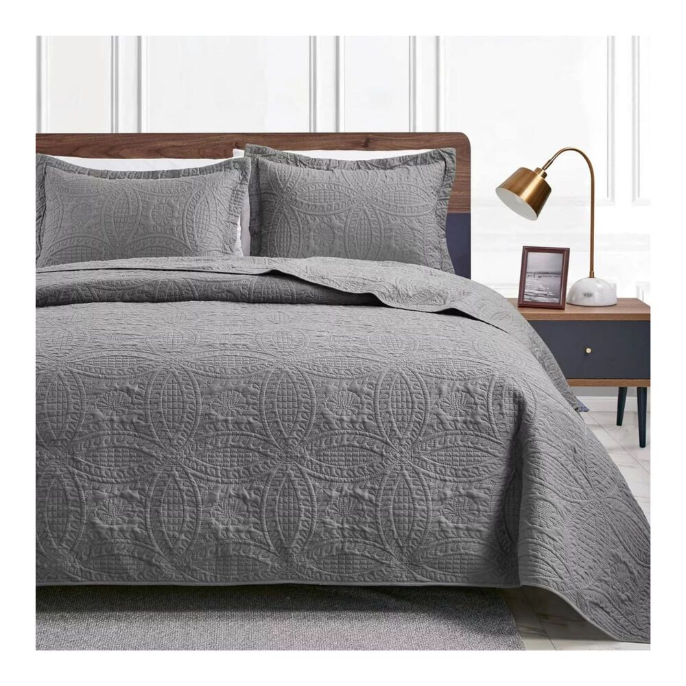 Cubrecama Quilt Reversible Queen 228x228 Cm Más Fundas Almohada Gris image number 2.0