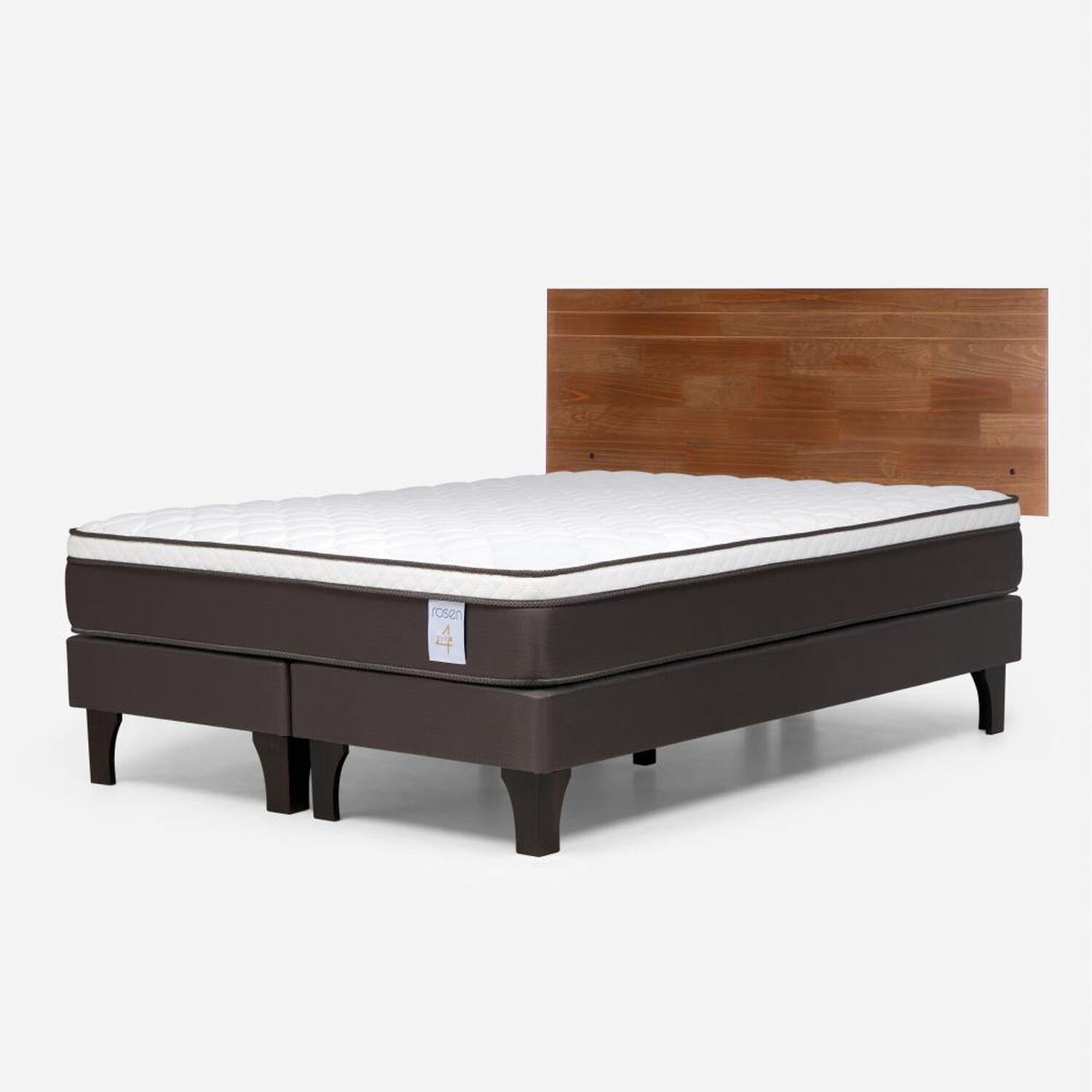 Cama Europea Rosen New Style 4 Plus / 2 Plazas / Base Dividida + Respaldo Tabor Caramelo image number 1.0