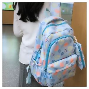 Mochila Escolar 46cm Diseño Floral Print Blue