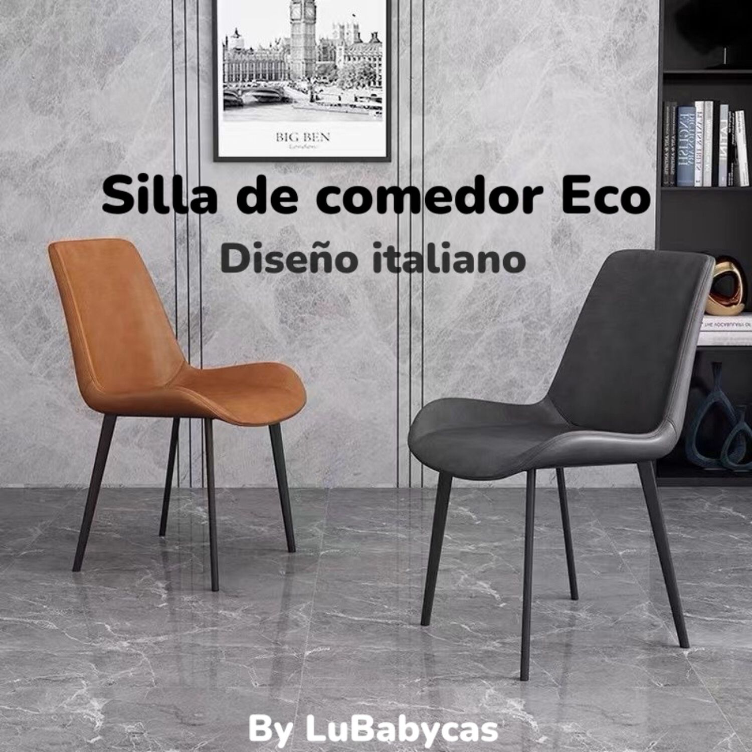 Set 4 Sillas De Comedor Cuero Pu Estilo Italiano Lubabycas image number 2.0
