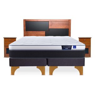 Cama Europea Flex Nexus / 2 Plazas / Base Dividida + Set De Maderas