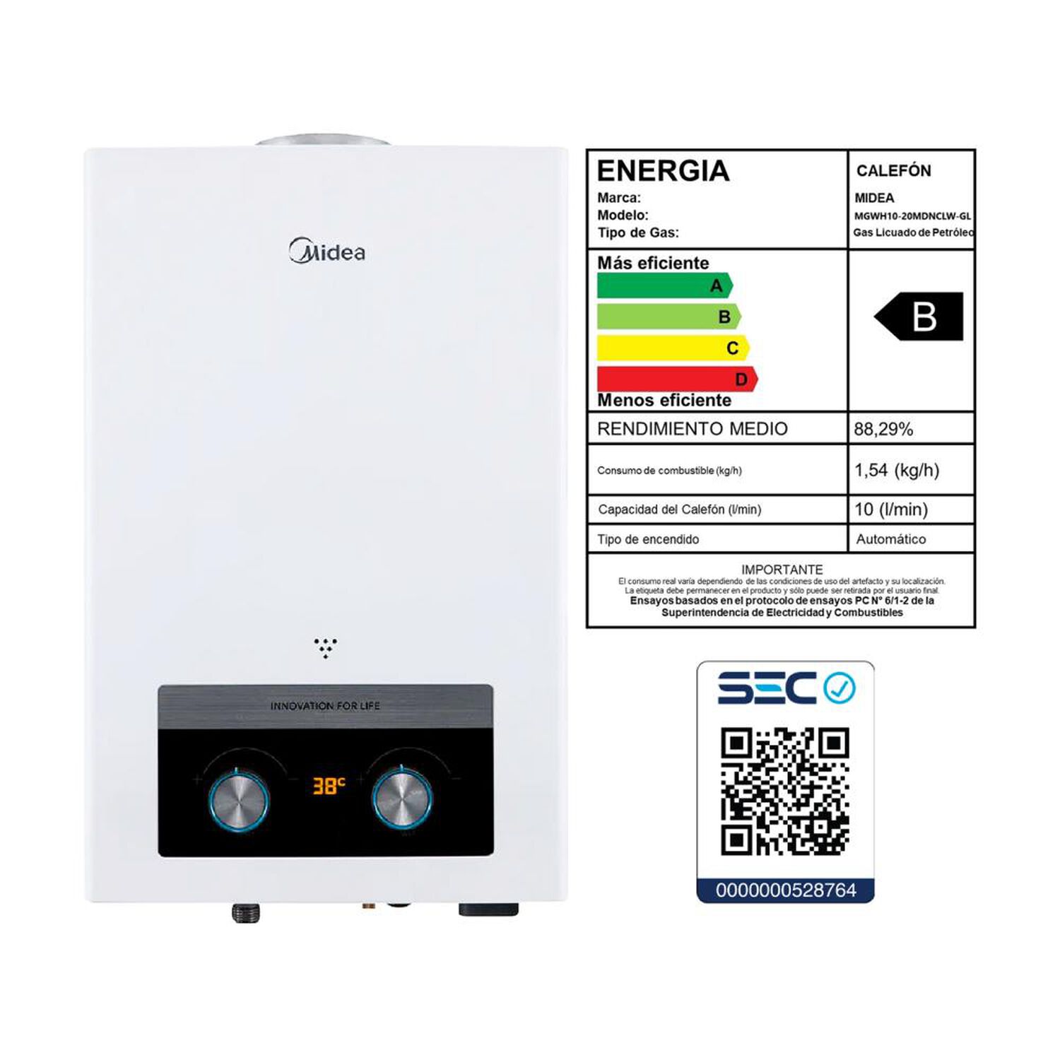 Calefont Midea MGWH10-20MDNCLW-GL / Gas Licuado / 10 Litros image number 8.0