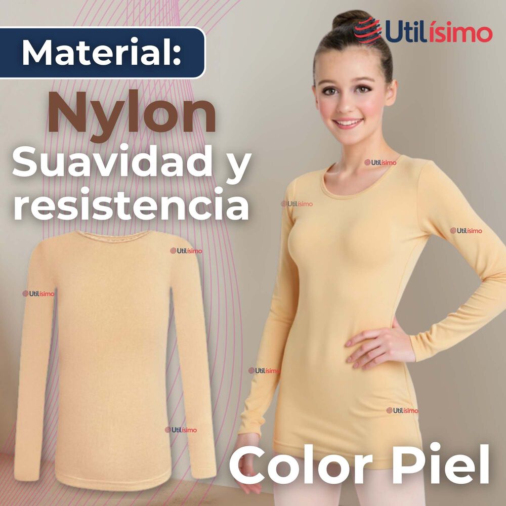 Camiseta De Panty Elástica Transpirable Manga Larga Nylon Segunda Piel image number 3.0