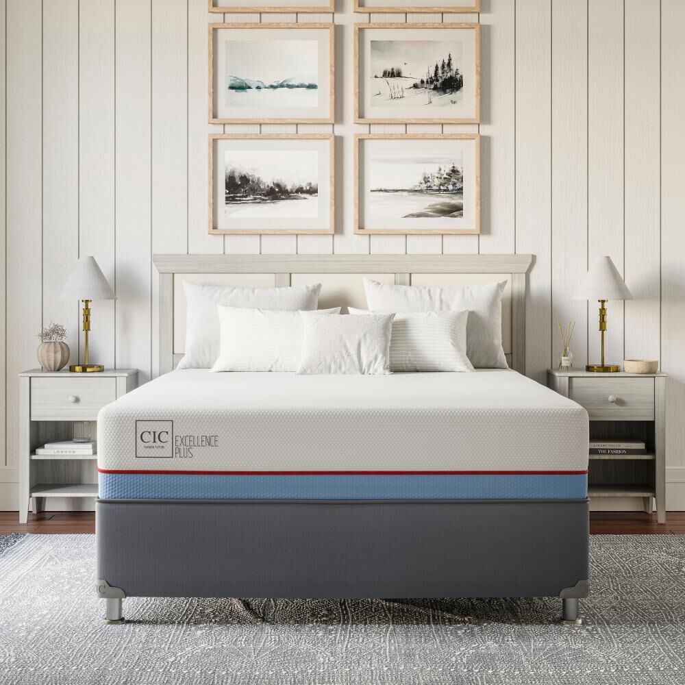 Cama Americana Cic Excellence Plu / 2 Plazas / Base Normal + Textil image number 8.0