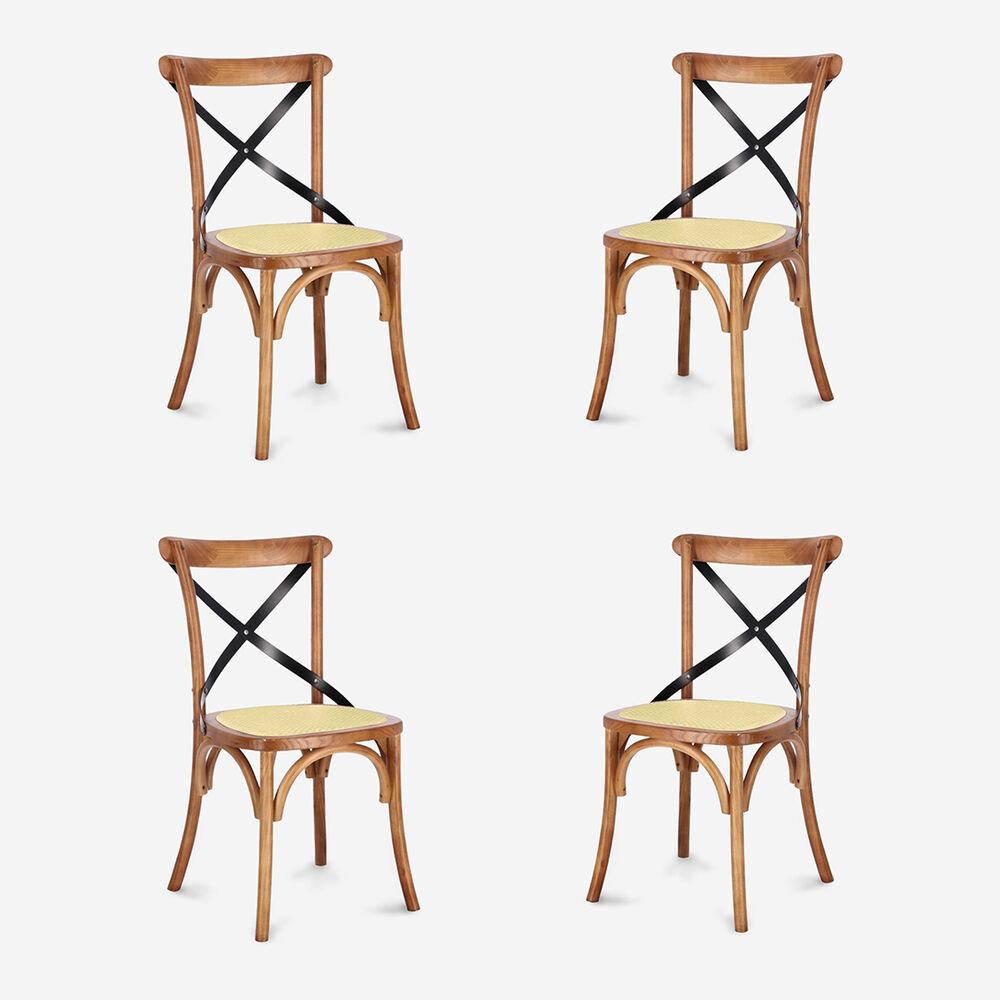 Pack 4 Sillas De Comedor Crossback Madera Natural image number 0.0