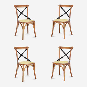 Pack 4 Sillas De Comedor Crossback Madera Natural