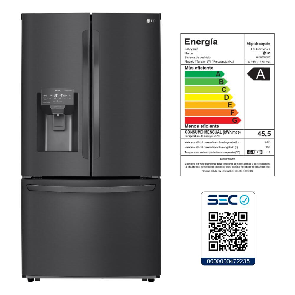 Refrigerador French Door LG GM78WGT / No Frost / 662 Litros / A image number 12.0