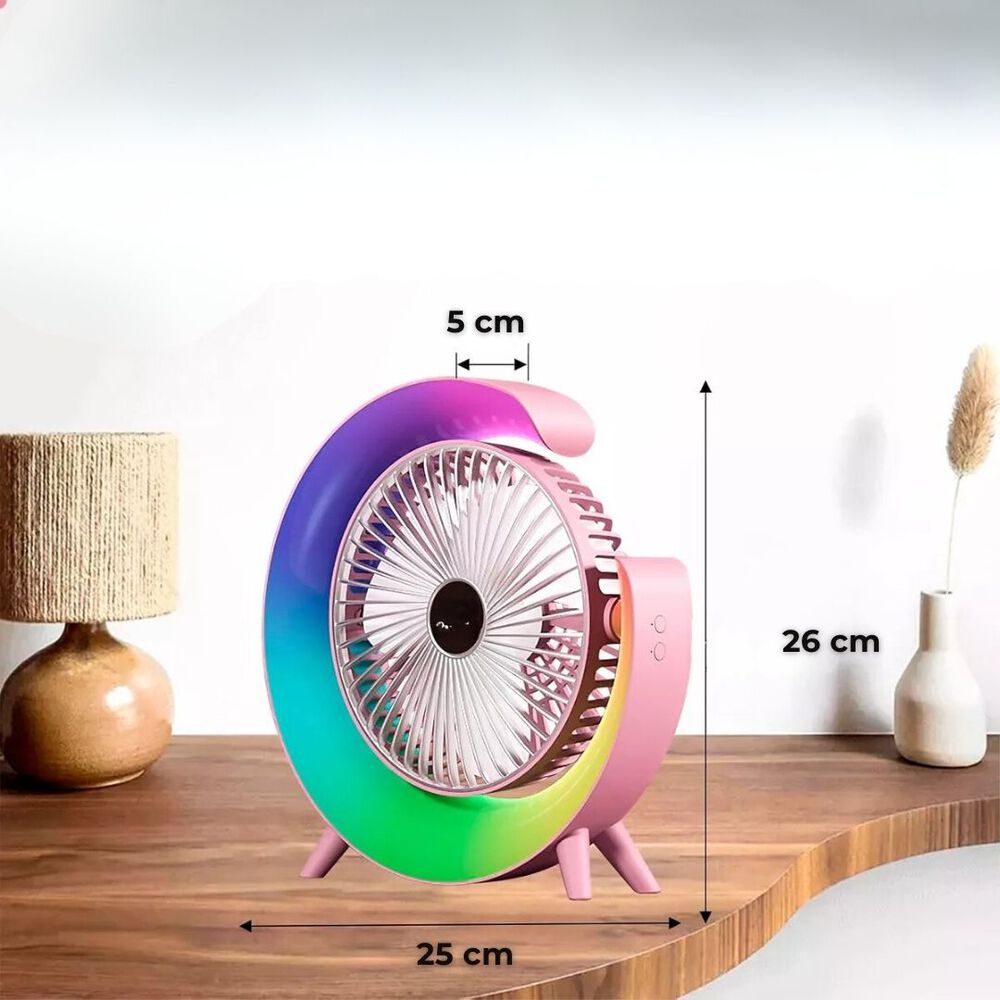 Ventilador Escritorio Portátil Usb Con Lámpara Luces Led Colores image number 3.0