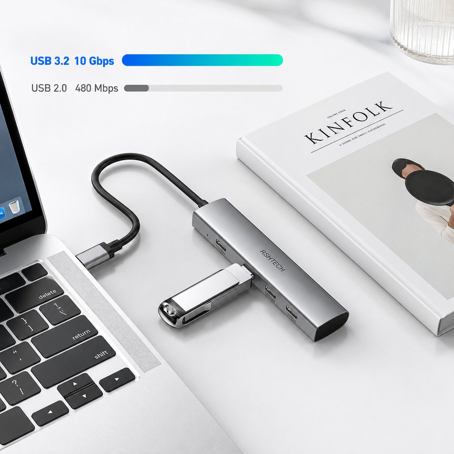 Hub Usb-c 3.2 De Aluminio Con 4 Puertos Usb-c De 10 Gbps image number 6.0