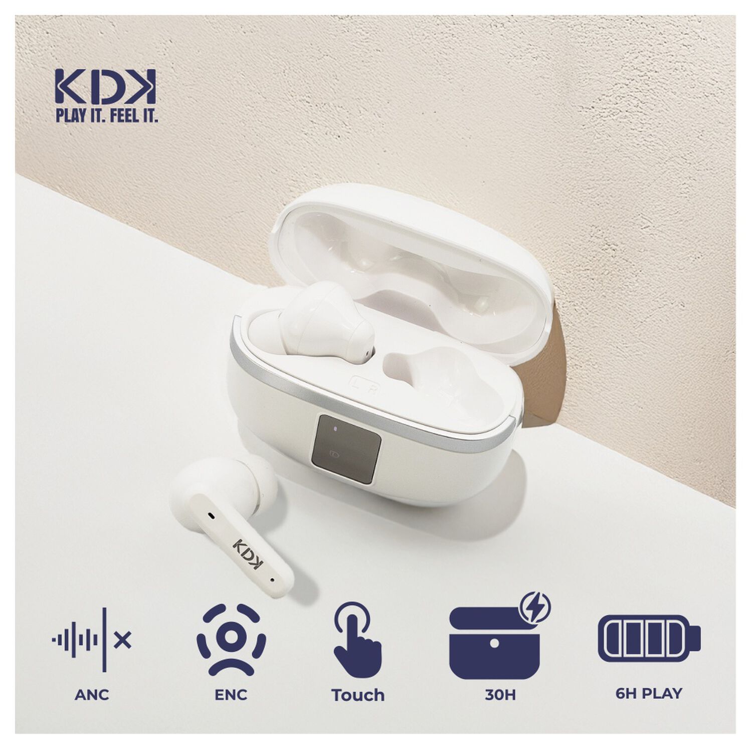 Audifonos Inal&aacute;mbricos Bluetooth Kdk Echo Blanco image number 2.0