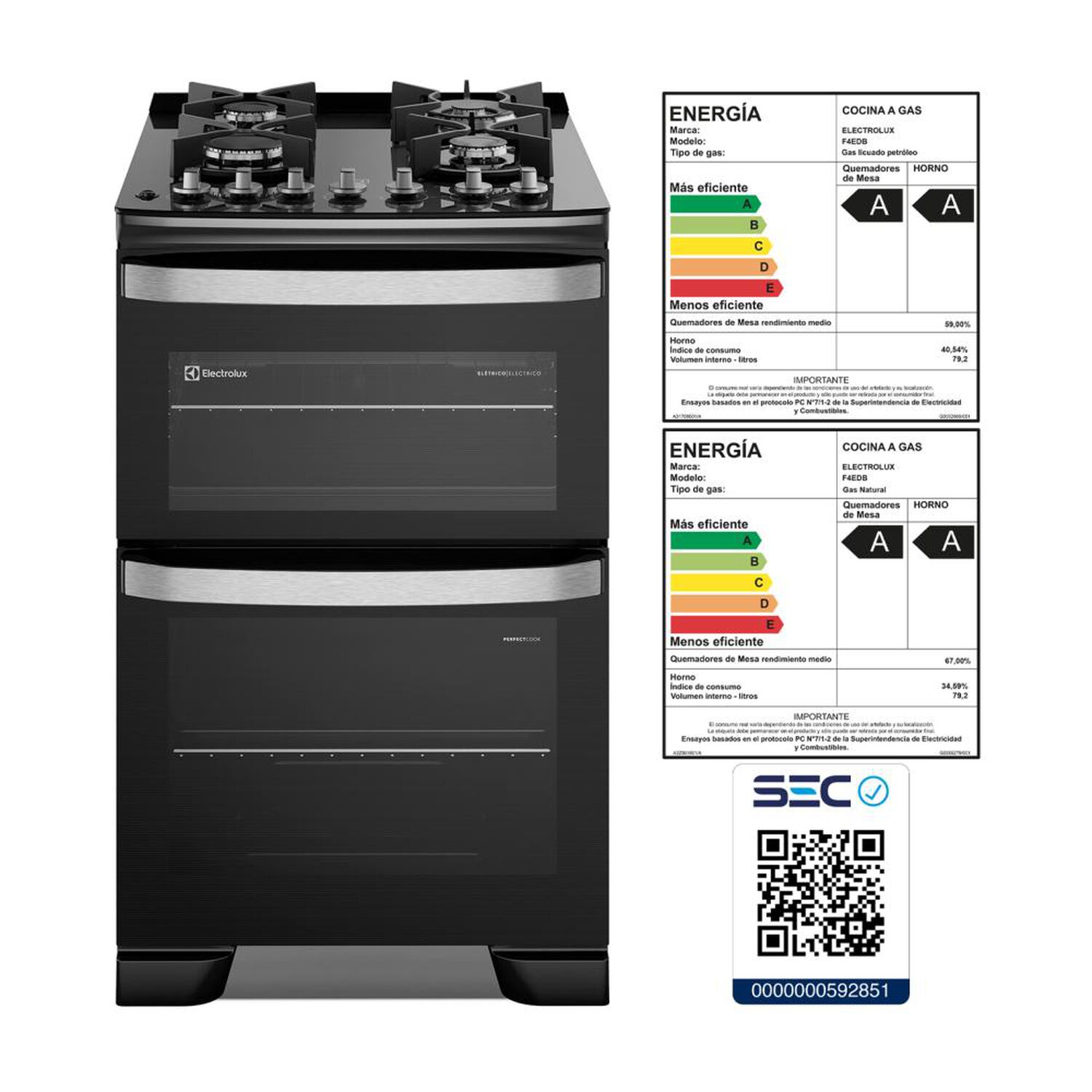 Cocina A Gas Electrolux F4edb 4 Quemadores image number 12.0