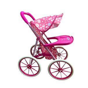 Juguete Coche Cuna Plegable Para Mu&ntilde;ecas Rosado Infantil