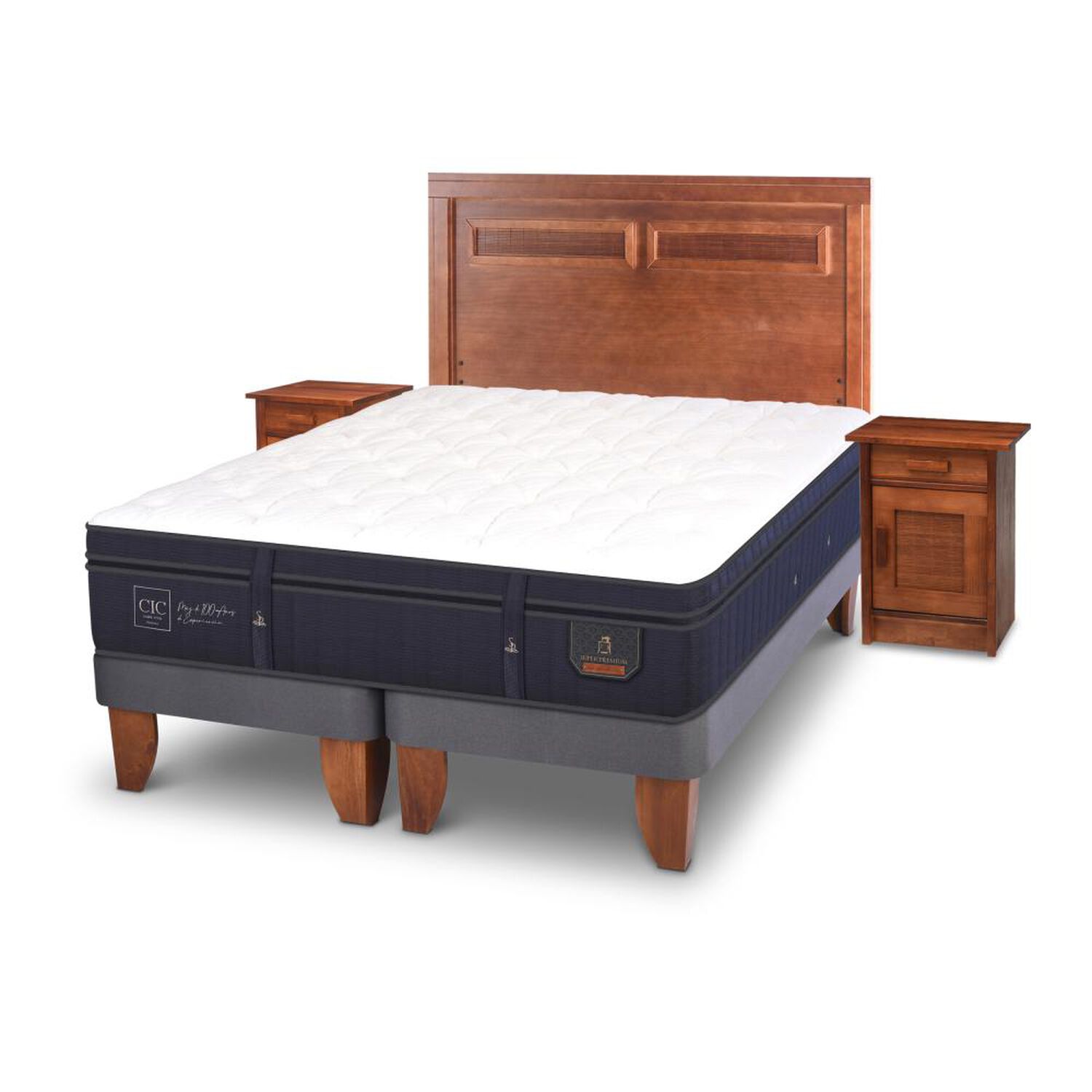 Cama Europea Cic Super Premium / 2 Plazas / Base Dividida + Set De Maderas image number 3.0