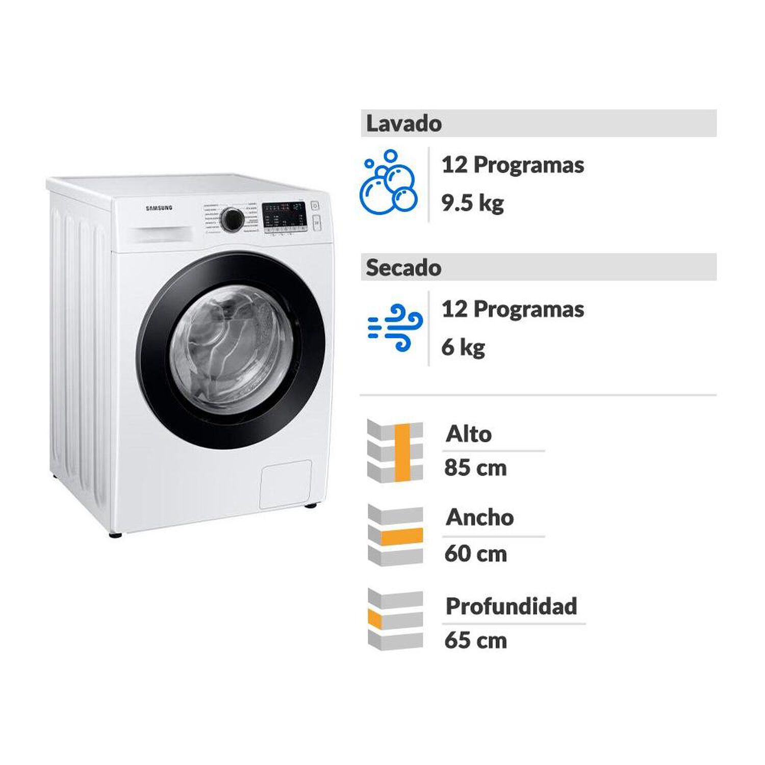 Lavadora Secadora Samsung WD95T4046CE/ZS / 9.5 Kg / 6 Kg image number 1.0