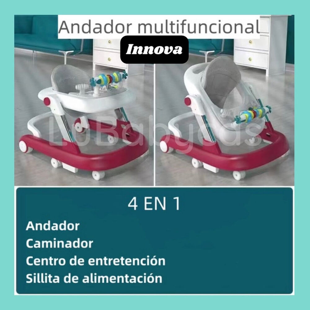 Andador Caminador Multifuncional 4 En 1 Lubabycas Burdeos image number 1.0