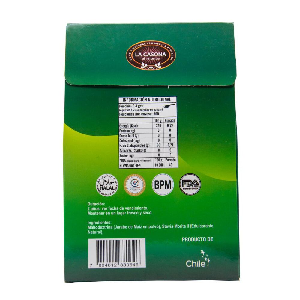 Stevia En Polvo Uso Masivo Y Repostería - 120 G. image number 1.0