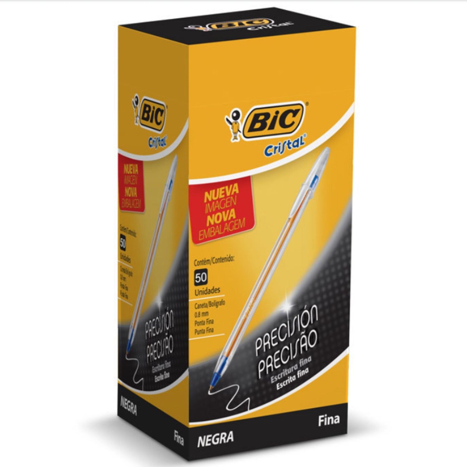 Pack 50 Bic Cristal 0.8 Punta Fina Negro image number 0.0