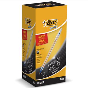 Pack 50 Bic Cristal 0.8 Punta Fina Negro
