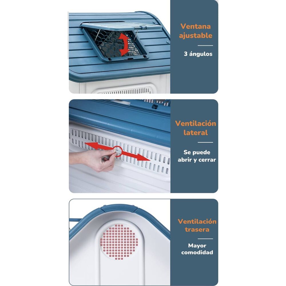 Casa De Perro Mascota Exterior Mediana 75cm Azul Lubabycas image number 3.0