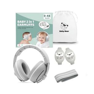 Audifonos Antiruido Bebe Protector Auditivo Orejeras Gris