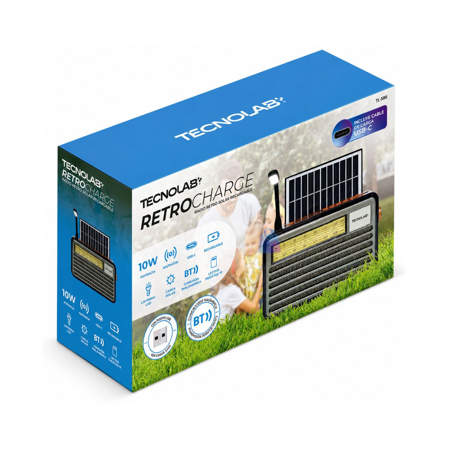Radio Retro Solar Bluetooth Fm Am Sw Usb Tipo C 10w - Ps image number 4.0