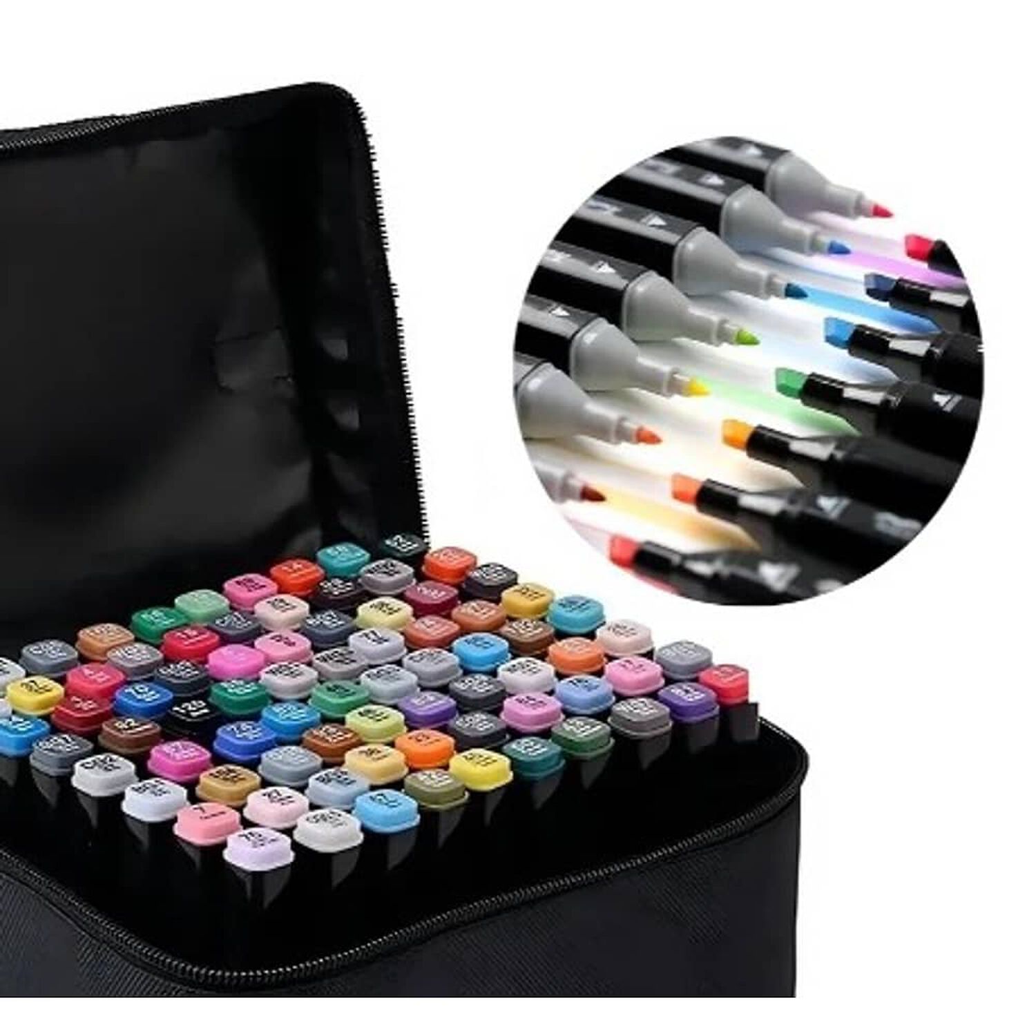 Set 80 Marcadores De Alcohol Plumones Lapices Marcadores De Colores Plumon Doble Punta Permanentes image number 3.0