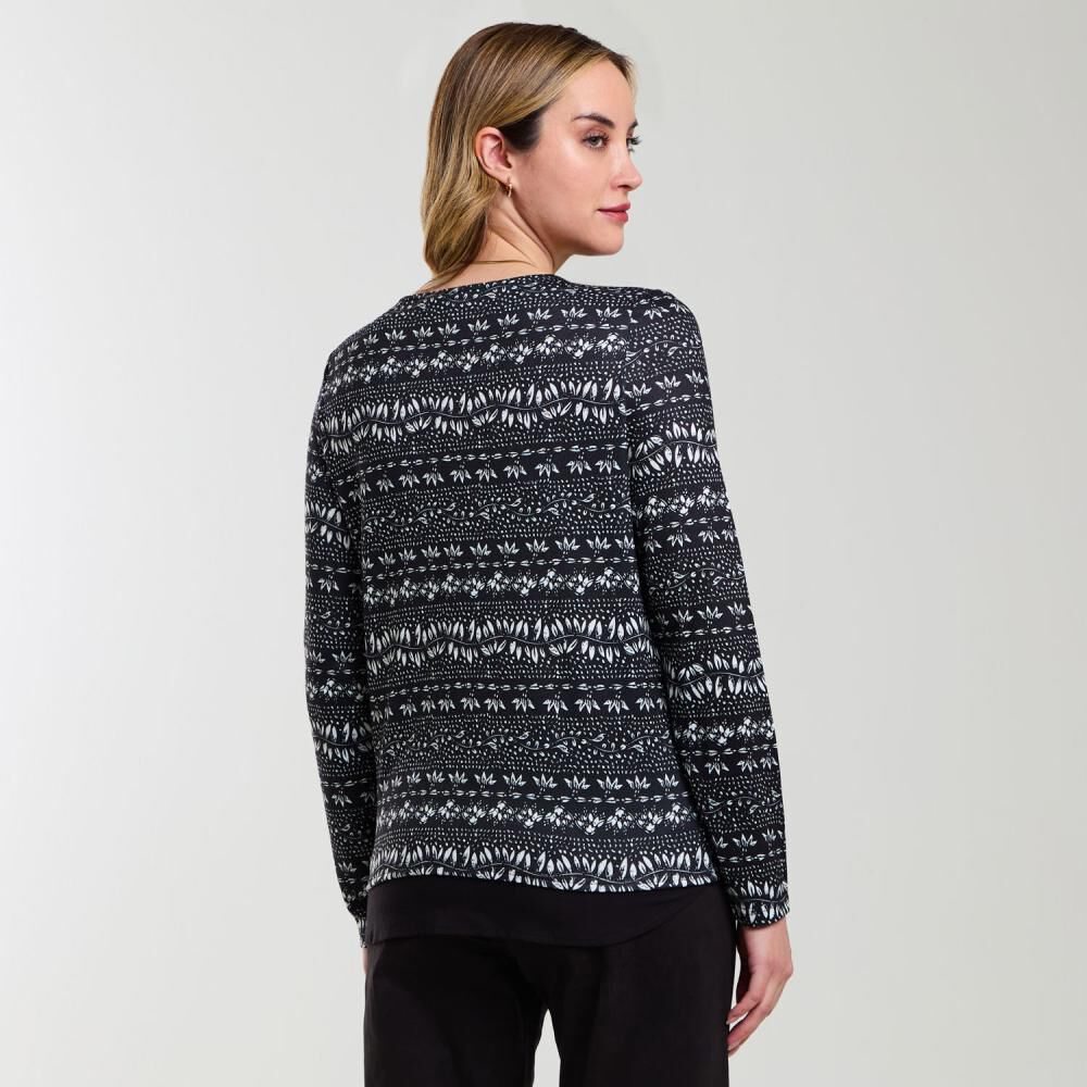 Sweater Full Print Manga Larga Cuello Redondo Mujer Geeps image number 3.0