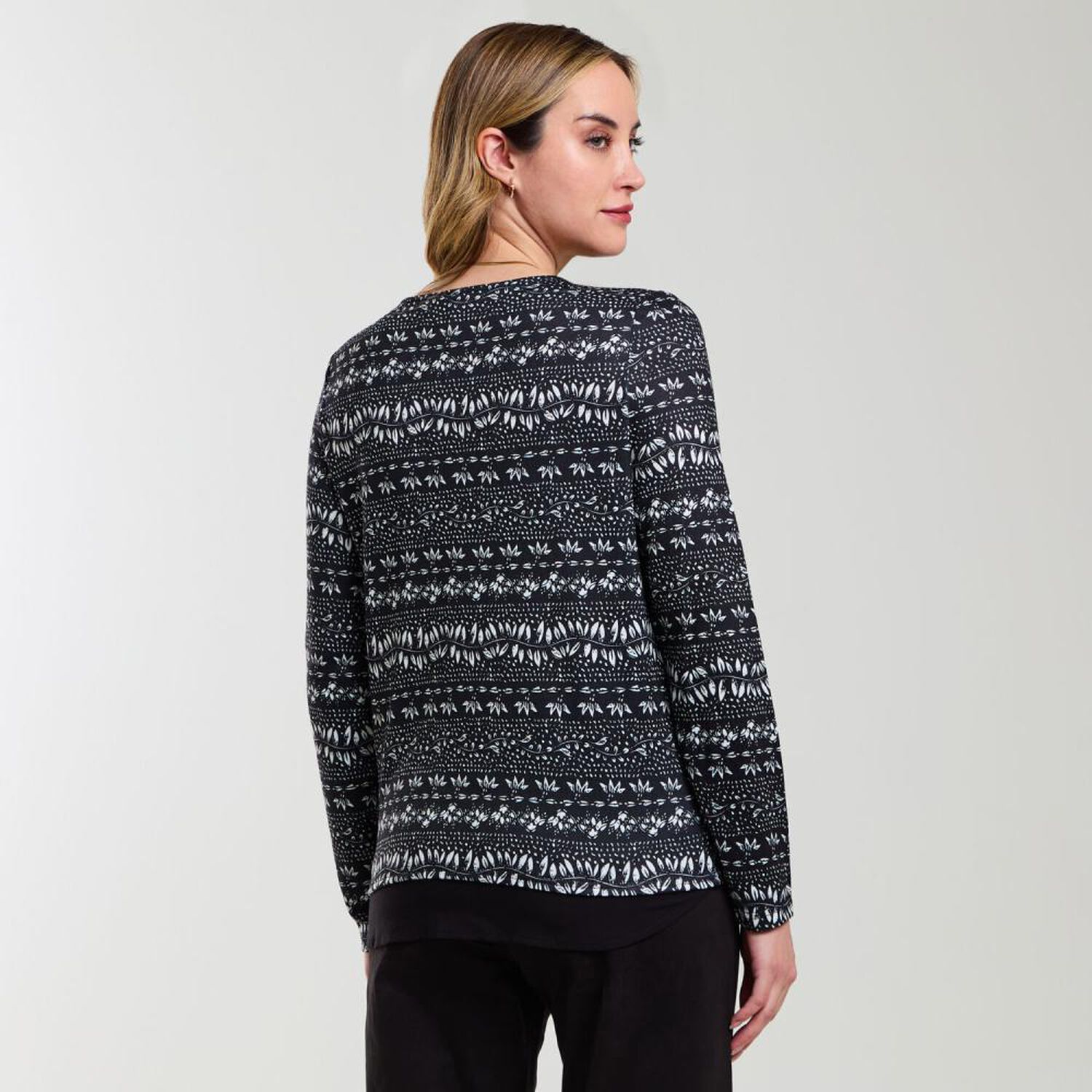 Sweater Full Print Manga Larga Cuello Redondo Mujer Geeps image number 3.0